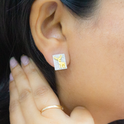 Reindeer 1 micron gold plated silver earrings